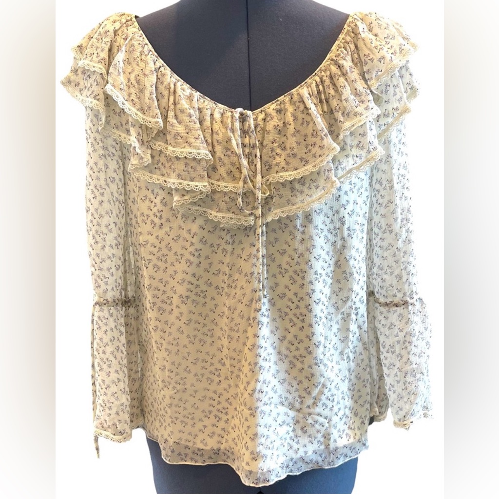 Alice + Olivia Silk Peasant Blouse Size Medium